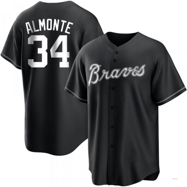 Atlanta Braves #34 Abcneam Almonte White Black/ Jersey Stitches Baseball Jerseys baseball jersey product view 1