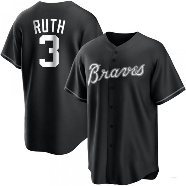 Atlanta Braves #3 Babe Ruth White Black/ Jersey Stitches Baseball Jerseys baseball jersey product view 1
