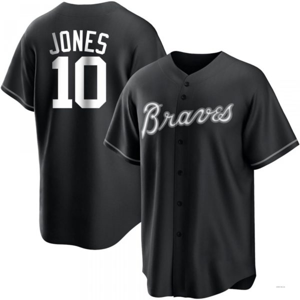 Atlanta Braves #10 Chipper Jones White Black Jersey Stitches Baseball Jerseys baseball jersey product view 1