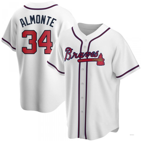 Atlanta Braves #34 Abcneam Almonte White Home Jersey Stitches Baseball Jerseys baseball jersey product view 1
