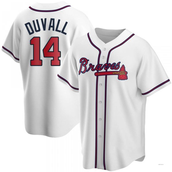 Atlanta Braves #14 Adam Duvall White Home Jersey Stitches Baseball Jerseys baseball jersey product view 1