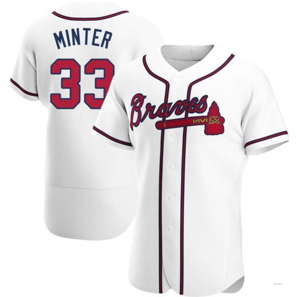 Atlanta Braves #33 A.J. Minter White Home Jersey Stitches Baseball Jerseys baseball jersey product view 1