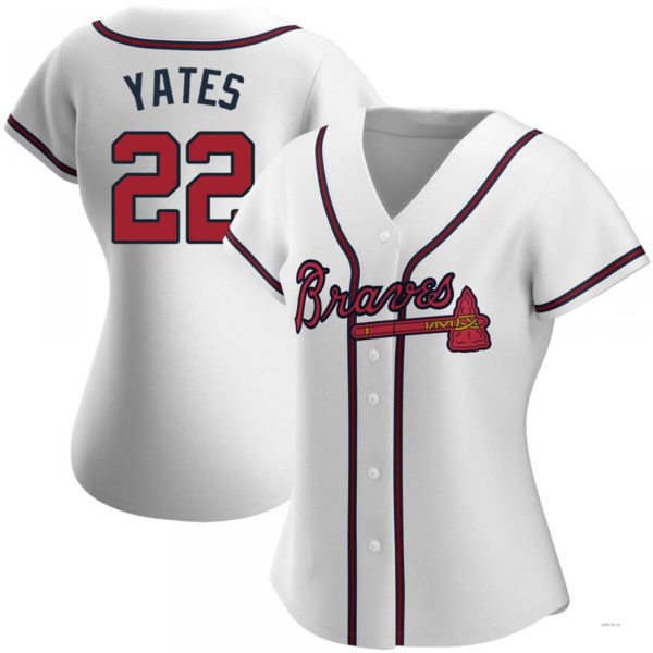 Atlanta Braves #22 Kirby Yates White Home Jersey Stitches Baseball Jerseys baseball jersey product view 1
