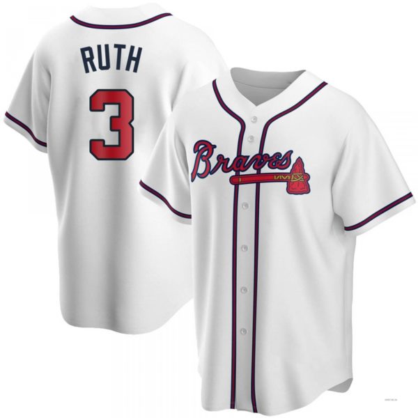 Atlanta Braves #3 Babe Ruth White Home Jersey Stitches Baseball Jerseys baseball jersey product view 1