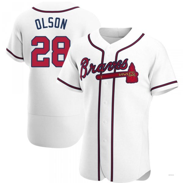 Atlanta Braves #28 Matt Olson White Home Jersey Stitches Baseball Jerseys baseball jersey product view 1