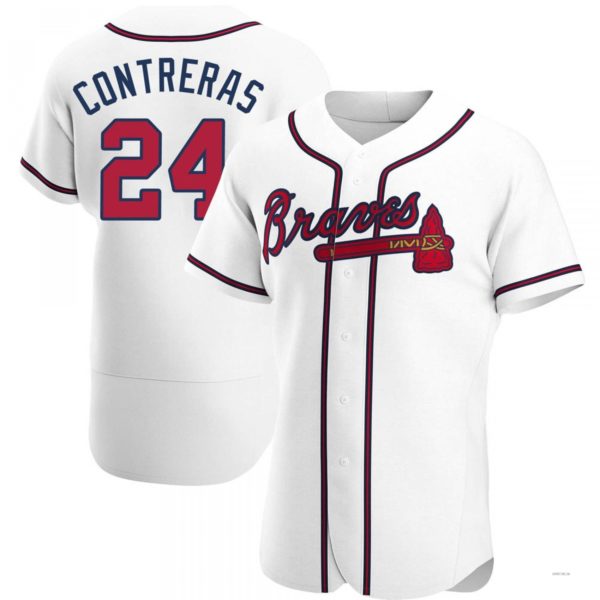 Atlanta Braves #24 William Contreras White Home Jersey Stitches Baseball Jerseys baseball jersey product view 1
