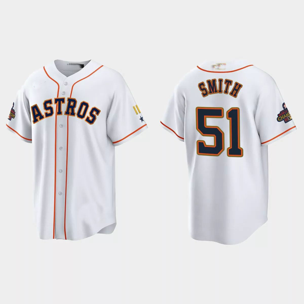 #51 Will Smith Houston Astros 2023 Gold Program Jersey ¨C White Stitches Baseball Jerseys baseball jersey product view 1