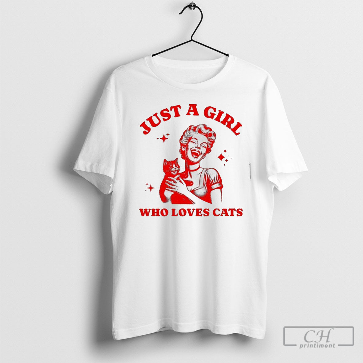 Women And Cat Just A Girl Who Loves Cats - Adult & Kids T-Shirts, Sweatshirts & Hoodies apparel design preview 1