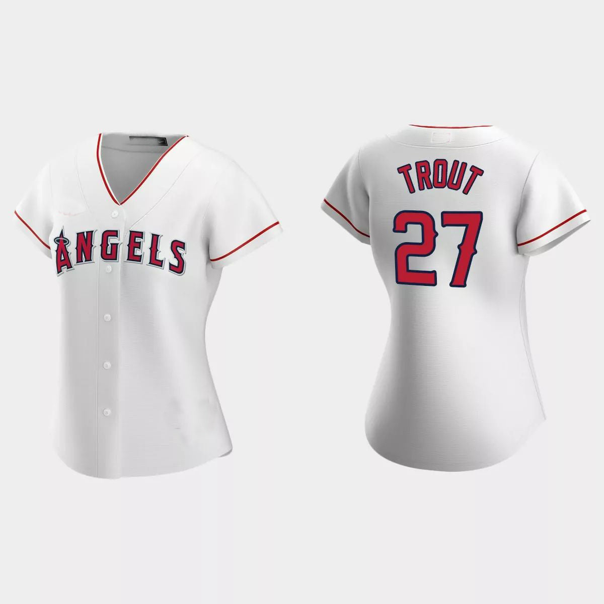 Los Angeles Angels #27 Mike Trout White Replica Home Jersey Men Youth Women Baseball Jerseys baseball jersey product view 1