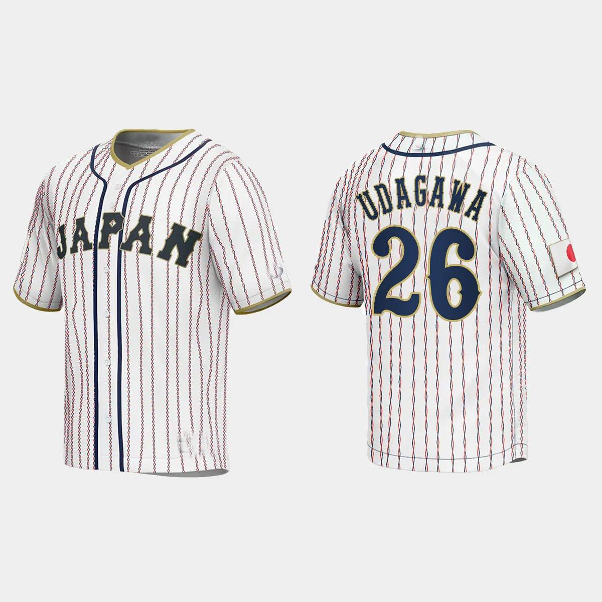 #26 YUKI UDAGAWA JAPAN BASEBALL 2023 WORLD BASEBALL CLASSIC JERSEY ¨C WHITE Stitches Baseball Jerseys baseball jersey product view 1