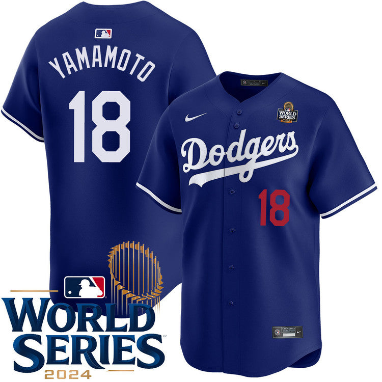 Yoshinobu Yamamoto Los Angeles Dodgers Alternate Limited World Series Jersey - Royal baseball jersey product view 1