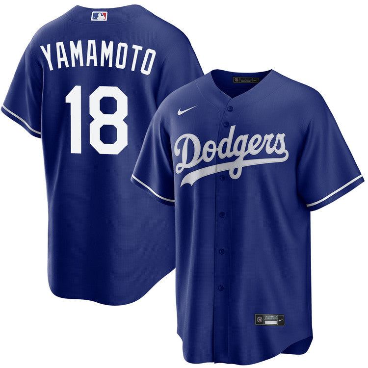 Yoshinobu Yamamoto Los Angeles Dodgers Alternate Jersey - Royal baseball jersey product view 1