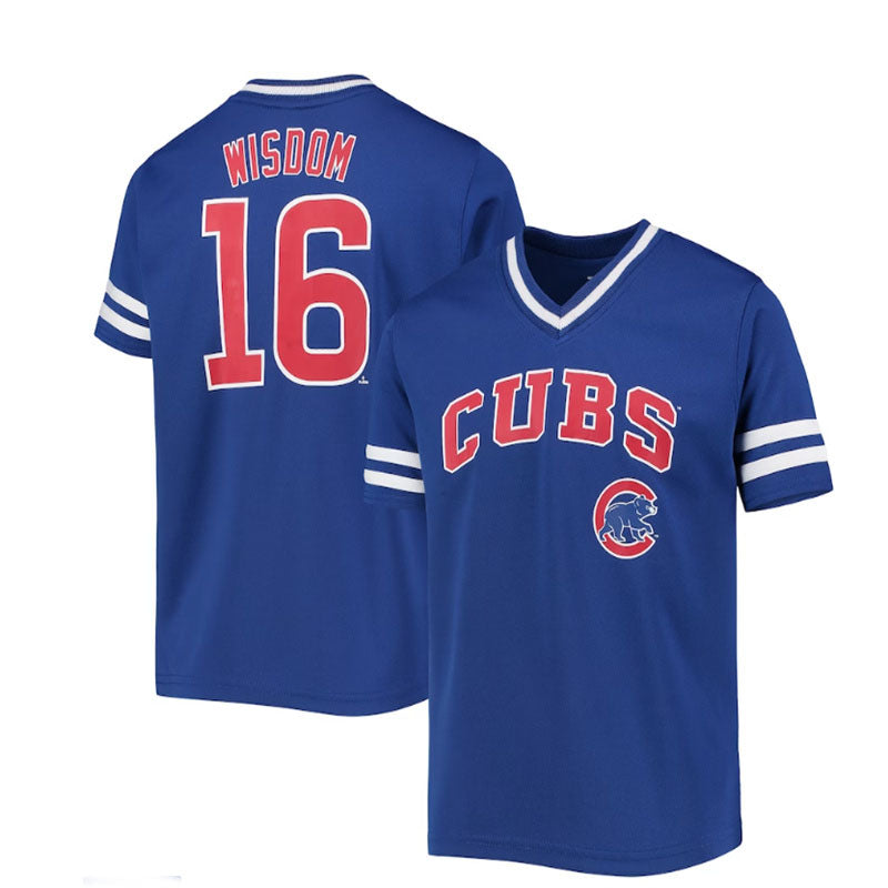 Chicago Cubs #16 Patrick Wisdom Royal Player Logo Jersey Baseball Jerseys baseball jersey product view 1