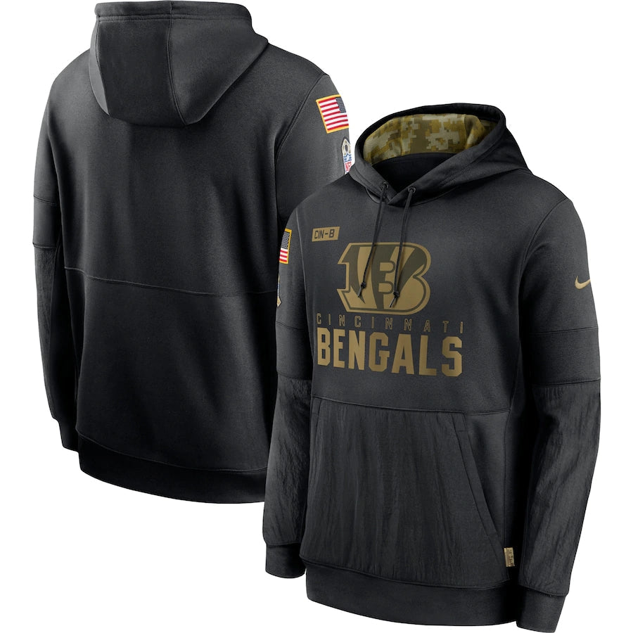 Men's Cincinnati Bengals NFL 2020 Salute to Service Hoodie1 Black football jersey product view 1