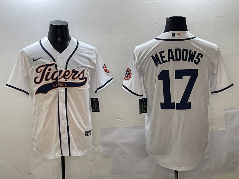 Men's Detroit Tigers Austin Meadows #17 White Player Jersey1 baseball jersey product view 1