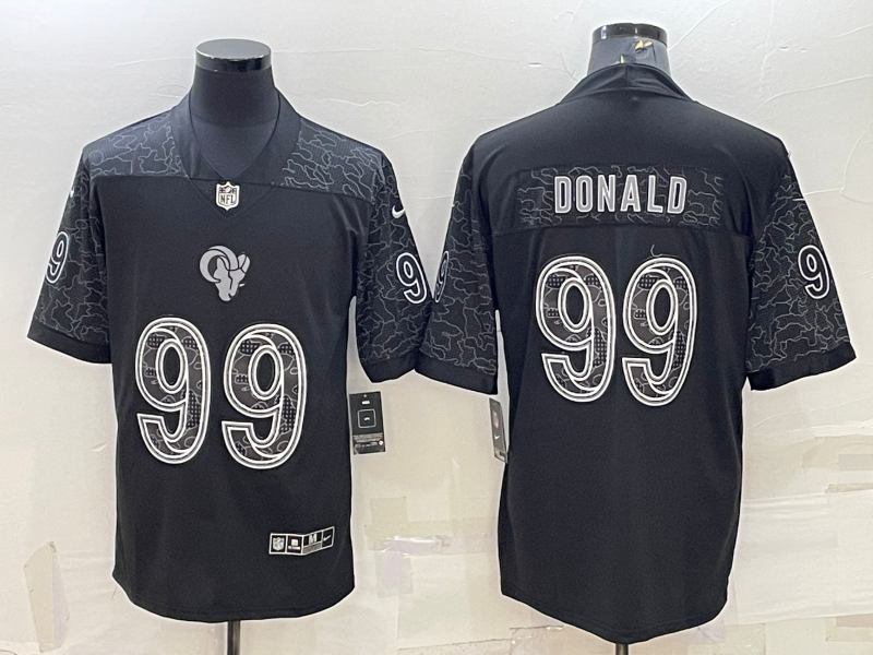 Men's Los Angeles Rams Aaron Donald #99 Black RFLCTV Limited Jersey1 football jersey product view 1