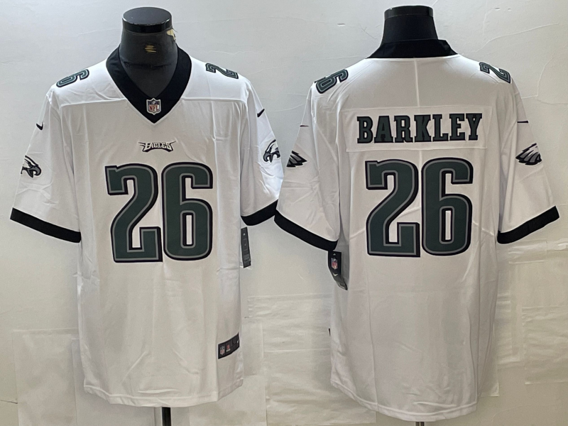 Men's Philadelphia Eagles Saquon Barkley #26 White Game Player Jersey1 football jersey product view 1
