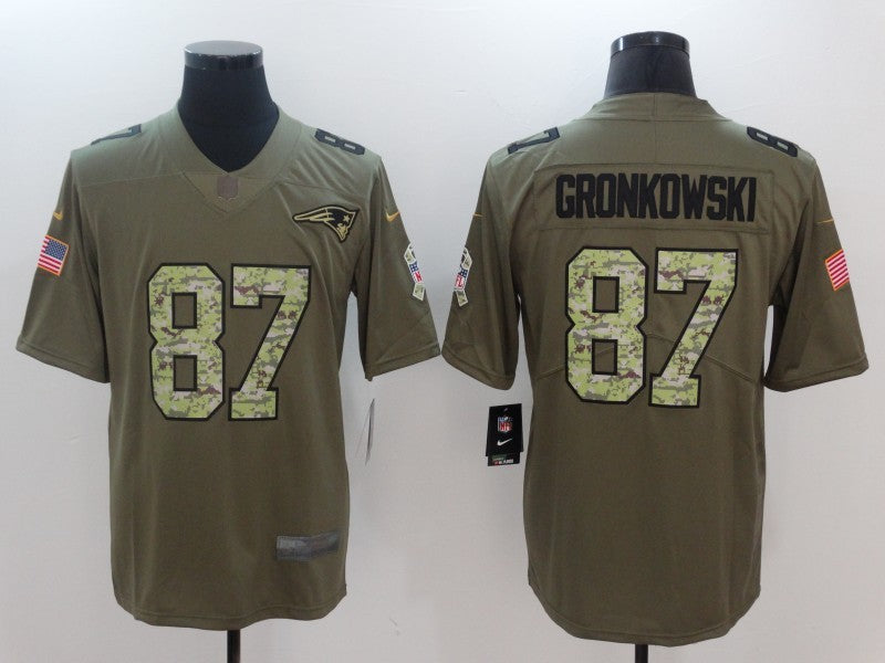 Men's New England Patriots Rob Gronkowski #87 Brown Player Game Jersey1 football jersey product view 1