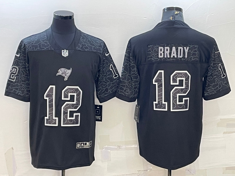 Men's Tampa Bay Buccaneers Tom Brady #12 Black Retired Player RFLCTV Limited Jersey1 football jersey product view 1