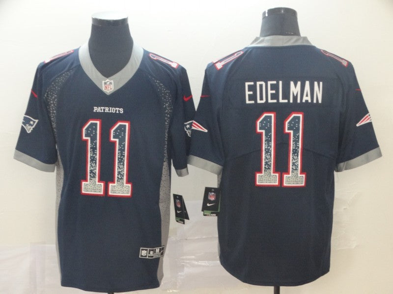 Men's New England Patriots Julian Edelman #11 Navy Player Game Jersey1 football jersey product view 1