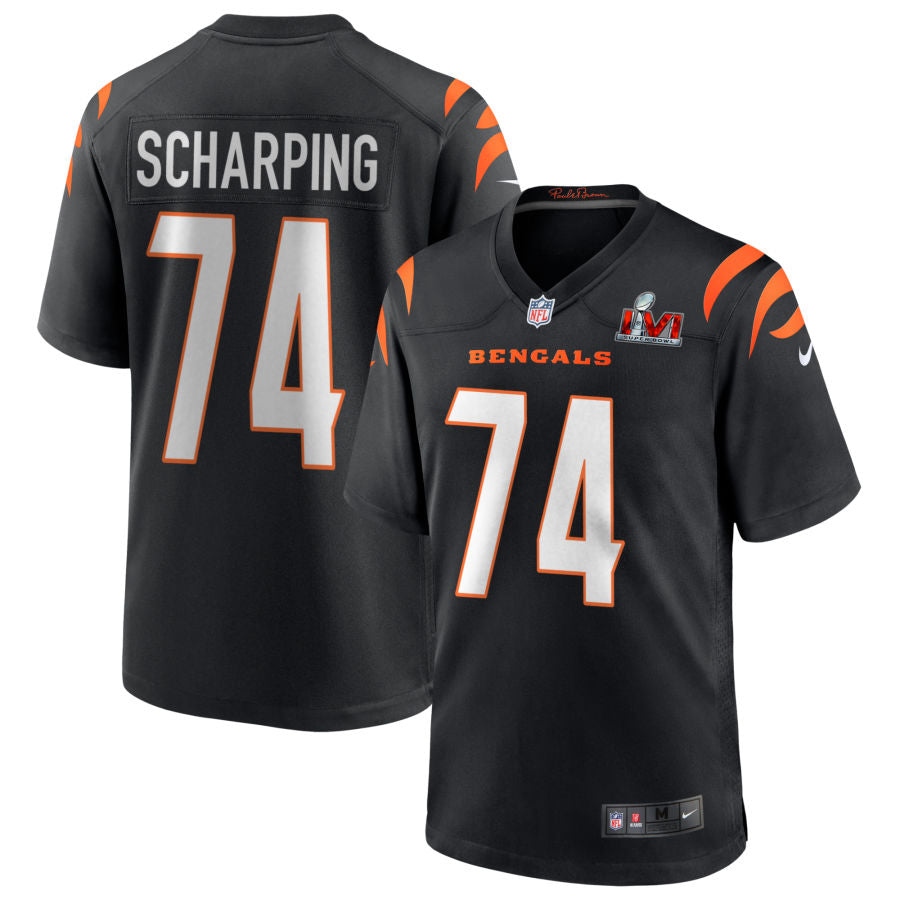 Max Scharping Cincinnati Bengals Nike Super Bowl LVI Game Jersey - Black football jersey product view 1