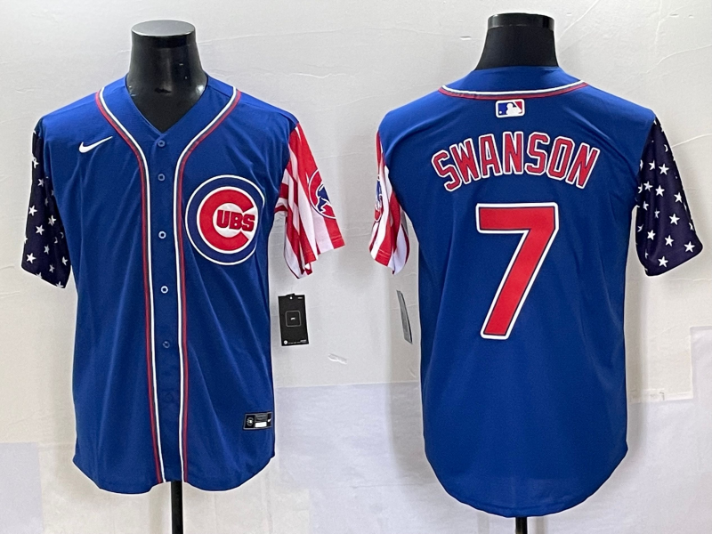 Men's Chicago Cubs Dansby Swanson #7 Royal Game Player Jersey baseball jersey product view 1