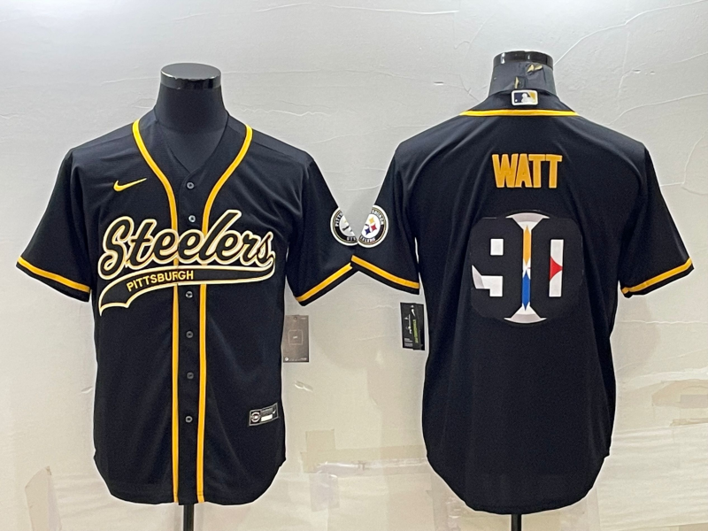 Men's Pittsburgh Steelers T.J. Watt #90 Black Alternate Jersey1 Joint edition football jersey product view 1