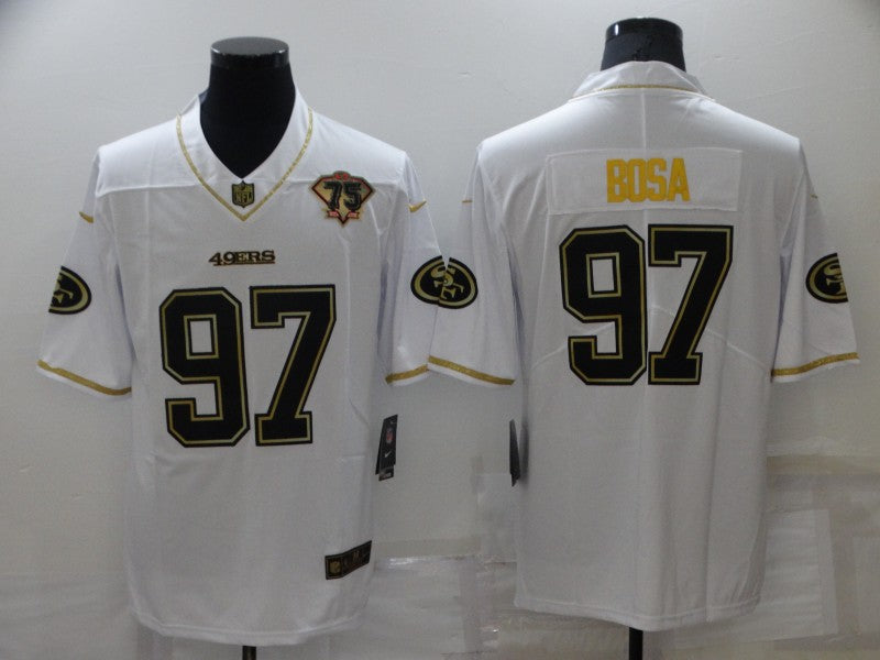 Men's San Francisco 49ers Nick Bosa #97 White 75th Anniversary Game Jersey1 football jersey product view 1