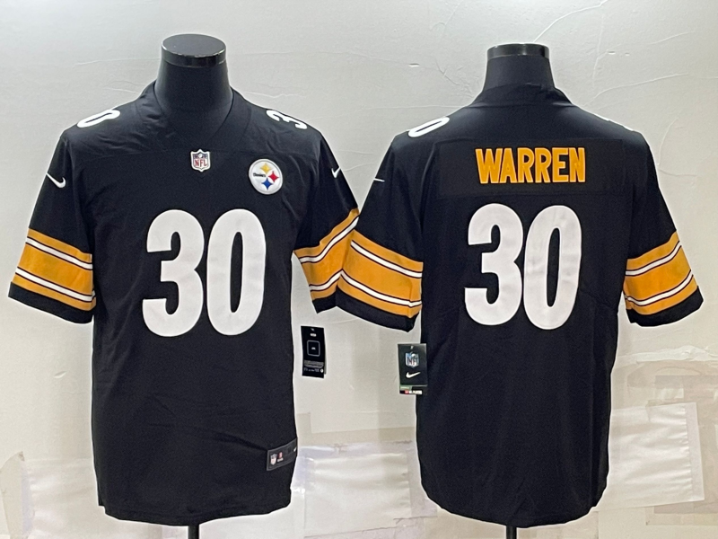 Men's Pittsburgh Steelers Jaylen Warren #30 Black Game Jersey1 football jersey product view 1