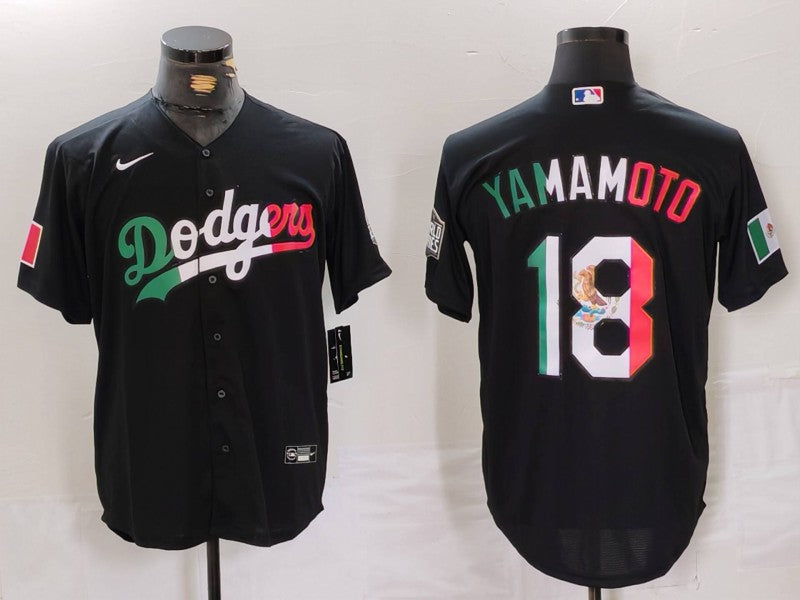 Men's Los Angeles Dodgers Yoshinobu Yamamoto #18 Black Player Jersey1 baseball jersey product view 1
