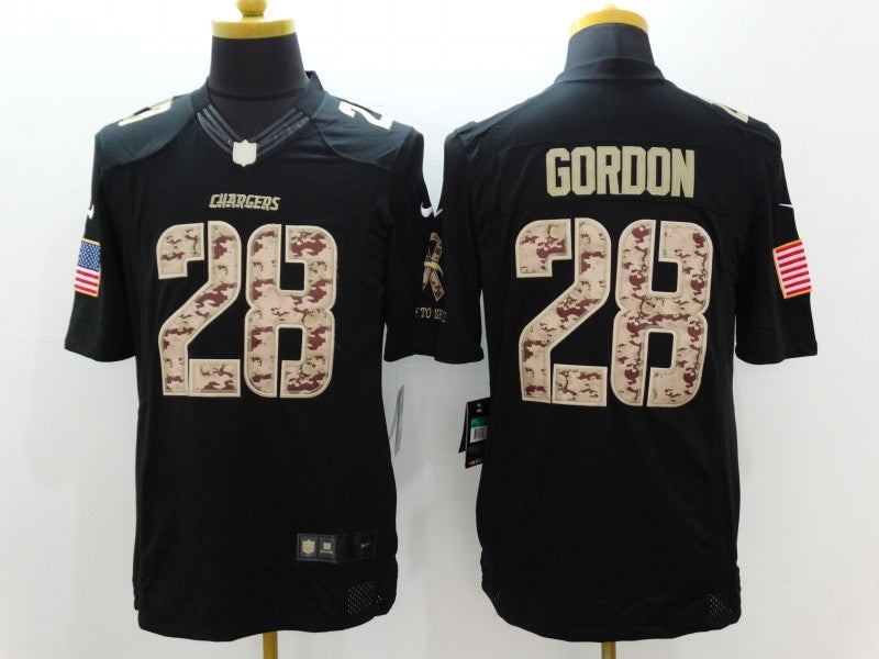 Men's Los Angeles Chargers Melvin Gordon III #28 Black Game Player Jersey1 football jersey product view 1