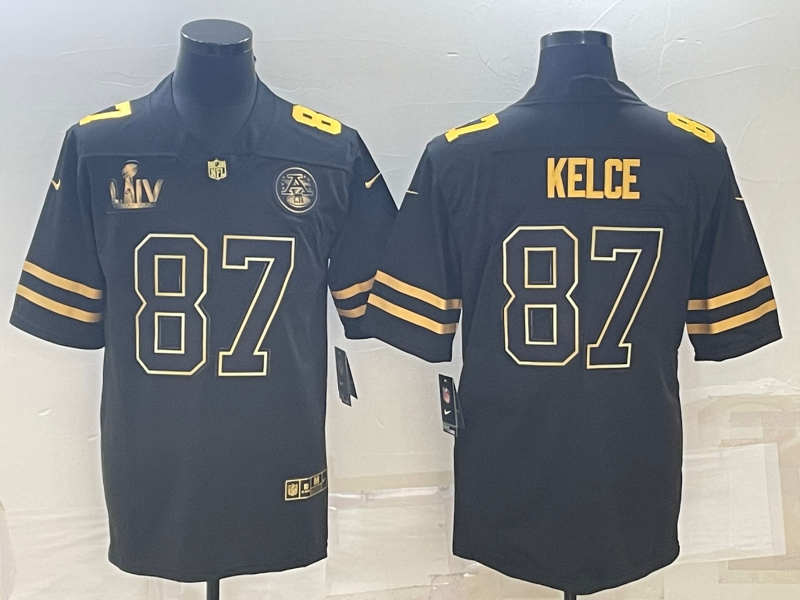 Men's Kansas City Chiefs Travis Kelce #87 Black Super Bowl LVII Patch Game Jersey1 football jersey product view 1