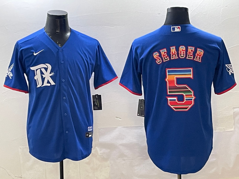 Men's Texas Rangers Corey Seager #5 Royal Replica Player Jersey1 baseball jersey product view 1