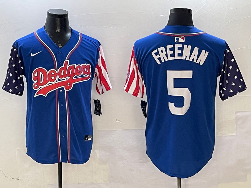 Men's Los Angeles Dodgers Freddie Freeman #5 Royal Replica Player Jersey1 baseball jersey product view 1