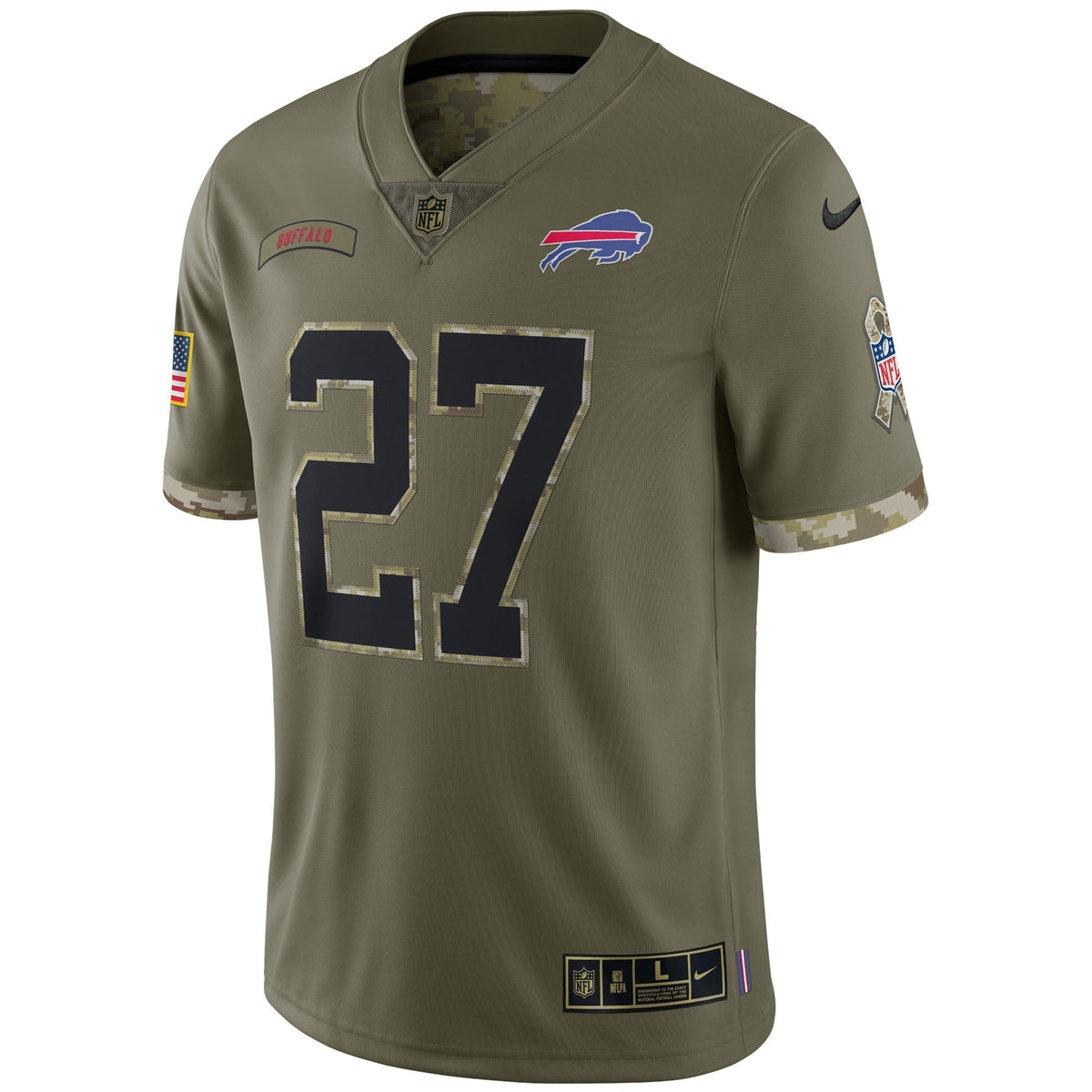 Tre'Davious White Buffalo Bills Nike 2022 Salute To Service Limited Jersey - Olive football jersey product view 2