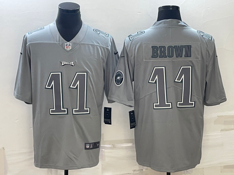 Men's Philadelphia Eagles A.J. Brown #11 Gray Atmosphere Fashion Game Jersey1 football jersey product view 1