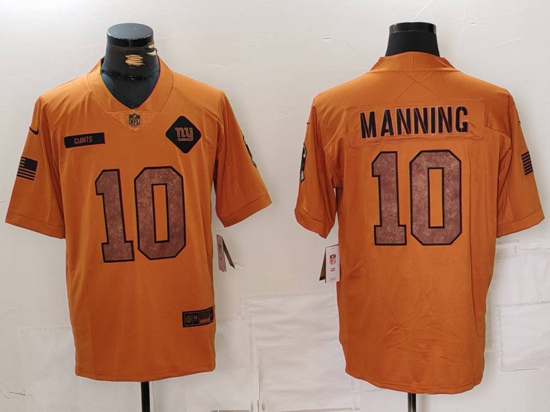 Men's New York Giants Eli Manning #10 Brown 2023 Salute To Service Limited Jersey1 football jersey product view 1