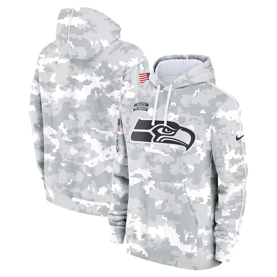 Men's Seattle Seahawks Arctic Camo 2024 Salute to Service Club Fleece Pullover Hoodie1 football jersey product view 1