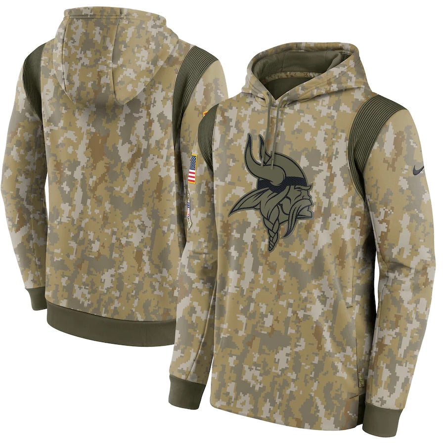 Men's Minnesota Vikings NFL 2021 Salute to Service Hoodie1 Camouflage football jersey product view 1