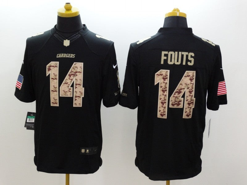 Men's Los Angeles Chargers Dan Fouts #14 Black Game Player Jersey1 football jersey product view 1