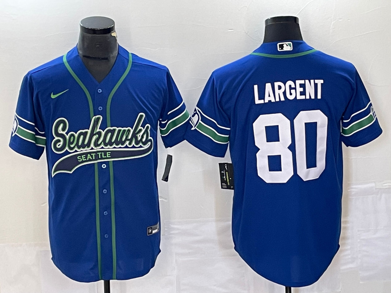 Men's Seattle Seahawks Steve Largent #80 Royal Alternate Legend Player Jersey Joint Edition football jersey product view 1