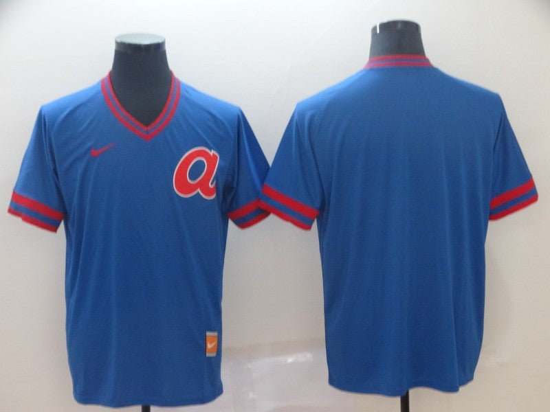 Men's Atlanta Braves Blue Cooperstown Collection Blank Jersey1 baseball jersey product view 1