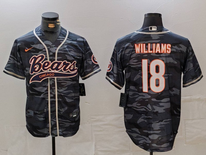 Men's Chicago Bears Caleb Williams #18 Grey Camouflage Game Jersey1 football jersey product view 1