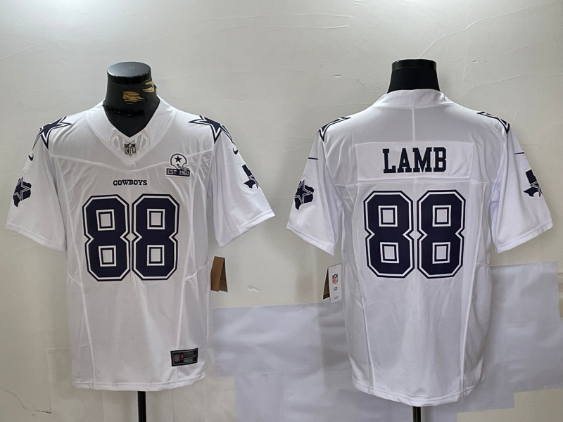 Men's Dallas Cowboys CeeDee Lamb #88 White Fashion Game Jersey1 football jersey product view 1
