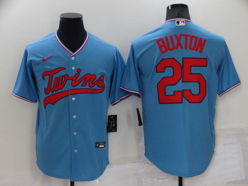 Men's Minnesota Twins Byron Buxton #25 Blue Replica Player Jersey1 baseball jersey product view 1