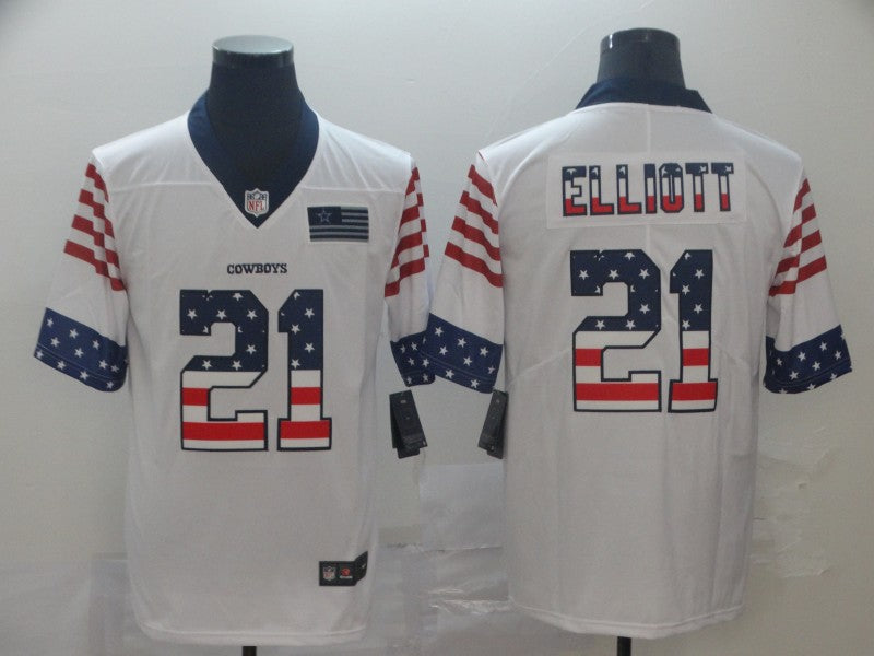 Men's Dallas Cowboys Ezekiel Elliott #21 White Authentic Game Jersey1 football jersey product view 1