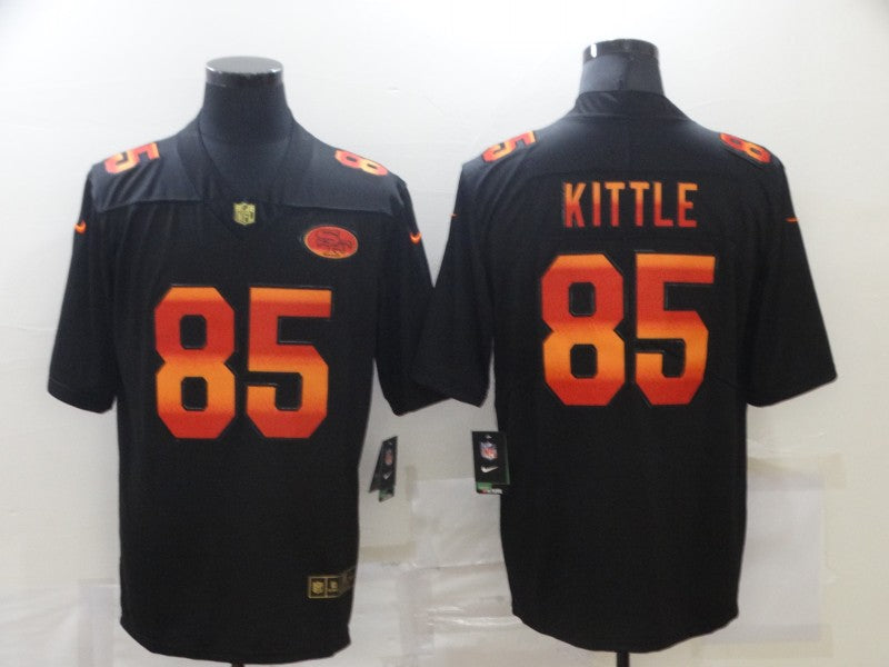 Men's San Francisco 49ers #85 George Kittle Black Game Player Jersey1 football jersey product view 1