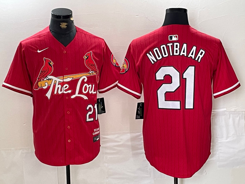 Men's St. Louis Cardinals Lars Nootbaar #21 Red 2024 City Connect Limited Player Jersey1 baseball jersey product view 1
