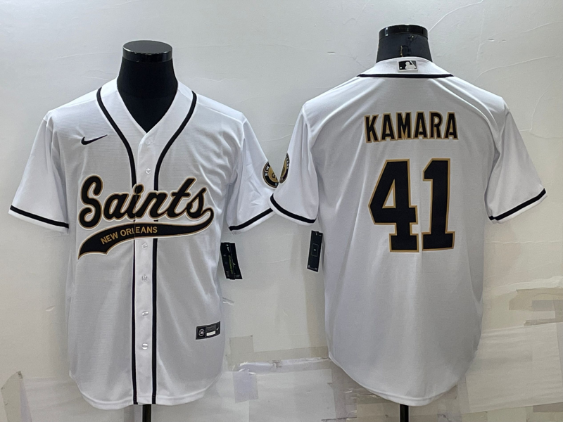 Men's New Orleans Saints Alvin Kamara #41 White Game Jersey1 Joint Edition football jersey product view 1