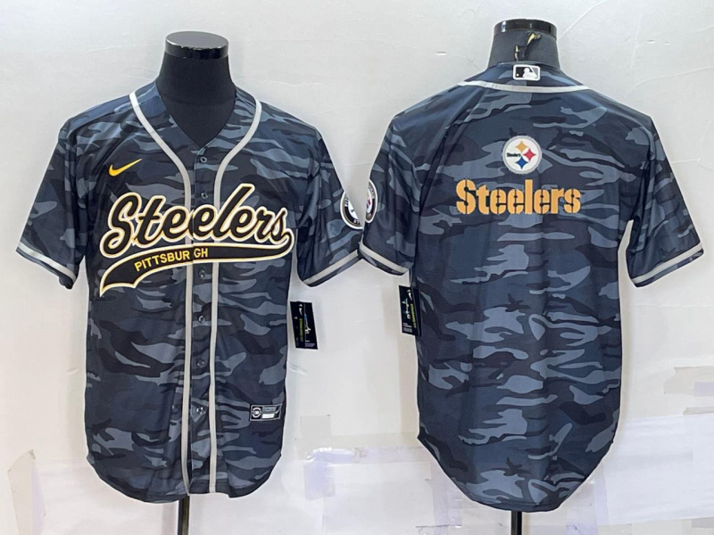 Men's Pittsburgh Steelers Gray Camouflage Fashion Jersey1 football jersey product view 1